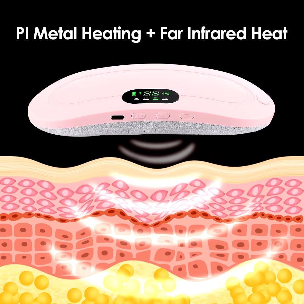 Electric Period Cramp Massager Vibrating Heating Pad Belt for Menstrual Colic Relief Pain Waist Abdominal Warm Palace Belt