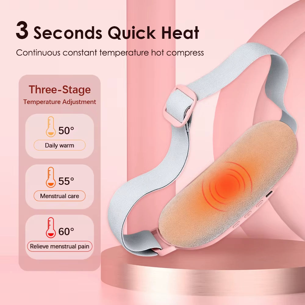 Electric Period Cramp Massager Vibrating Heating Pad Belt for Menstrual Colic Relief Pain Waist Abdominal Warm Palace Belt